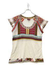 KENZO（ケンゾー）の古着「透かし編み半袖ニット」｜ホワイト