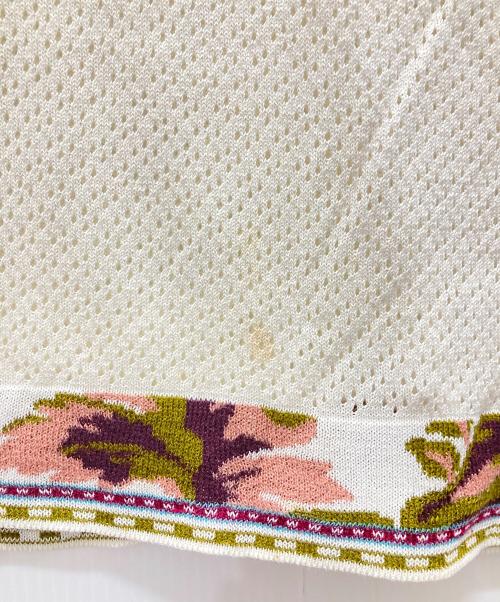 KENZO（ケンゾー）KENZO (ケンゾー) 透かし編み半袖ニット ホワイト サイズ:Lの古着・服飾アイテム