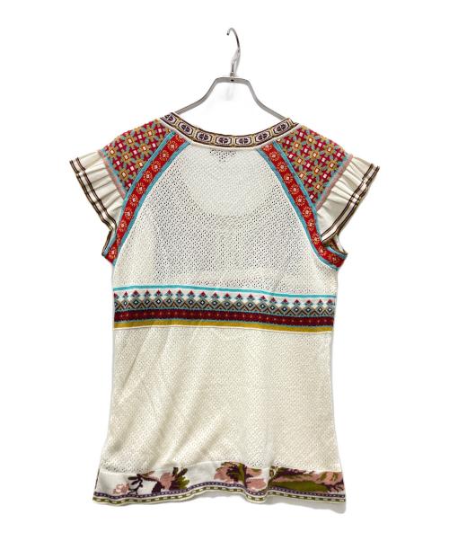 KENZO（ケンゾー）KENZO (ケンゾー) 透かし編み半袖ニット ホワイト サイズ:Lの古着・服飾アイテム