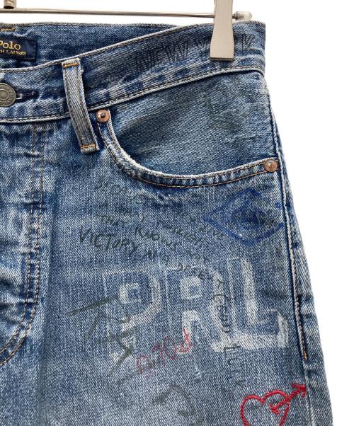 POLO RALPH LAUREN（ポロ・ラルフローレン）POLO RALPH LAUREN (ポロ・ラルフローレン) ペイントデニムパンツ インディゴ サイズ:26の古着・服飾アイテム