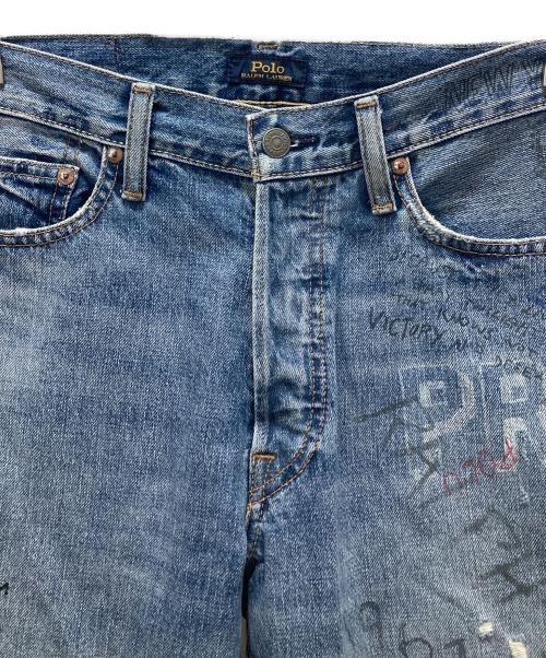 POLO RALPH LAUREN（ポロ・ラルフローレン）POLO RALPH LAUREN (ポロ・ラルフローレン) ペイントデニムパンツ インディゴ サイズ:26の古着・服飾アイテム