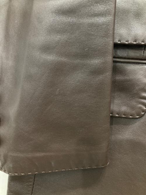 WAVES（ウェーブス）WAVES (ウェーブス) レザーテーラードジャケット ブラウン サイズ:Lの古着・服飾アイテム