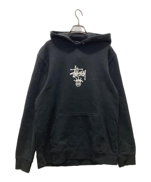 stussy（ステューシー）stussy (ステューシー) 裏起毛ロゴクラウンパーカー ブラック サイズ:Mの古着・服飾アイテム