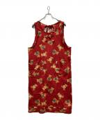 PINK HOUSEピンクハウス）の古着「ベアー柄エプロンワンピース」｜レッド