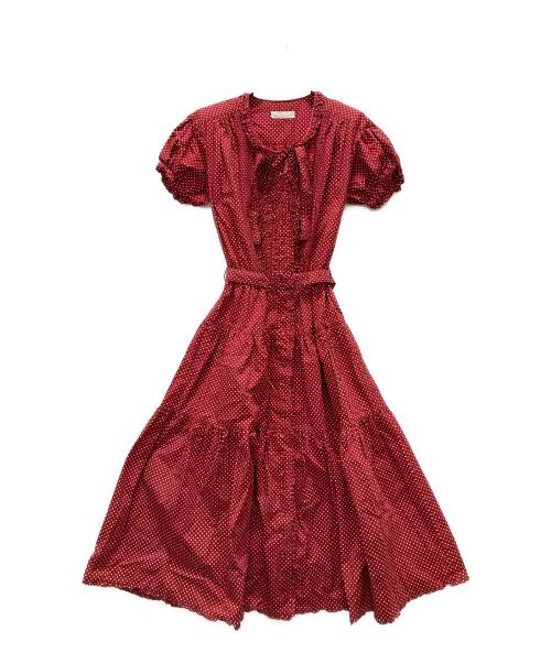 PINK HOUSE（ピンクハウス）PINK HOUSE (ピンクハウス) ドットフリルワンピース レッド サイズ:記載無しの古着・服飾アイテム