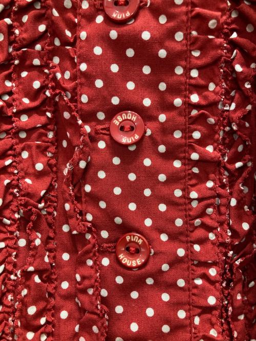 PINK HOUSE（ピンクハウス）PINK HOUSE (ピンクハウス) ドットフリルワンピース レッド サイズ:記載無しの古着・服飾アイテム