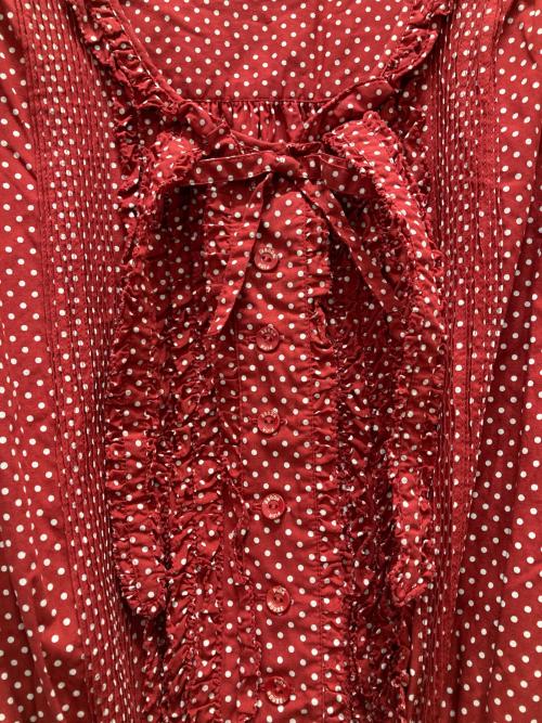 PINK HOUSE（ピンクハウス）PINK HOUSE (ピンクハウス) ドットフリルワンピース レッド サイズ:記載無しの古着・服飾アイテム