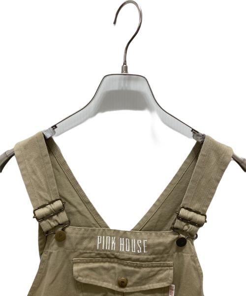 PINK HOUSE（ピンクハウス）PINK HOUSE (ピンクハウス) ロゴ刺繍オーバーオール ベージュ サイズ:表記無しの古着・服飾アイテム
