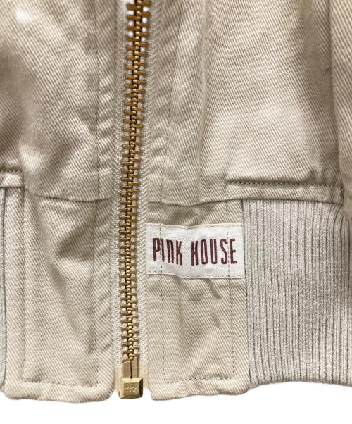 PINK HOUSE（ピンクハウス）PINK HOUSE (ピンクハウス) バックロゴプリントブルゾン ベージュ サイズ:Lの古着・服飾アイテム