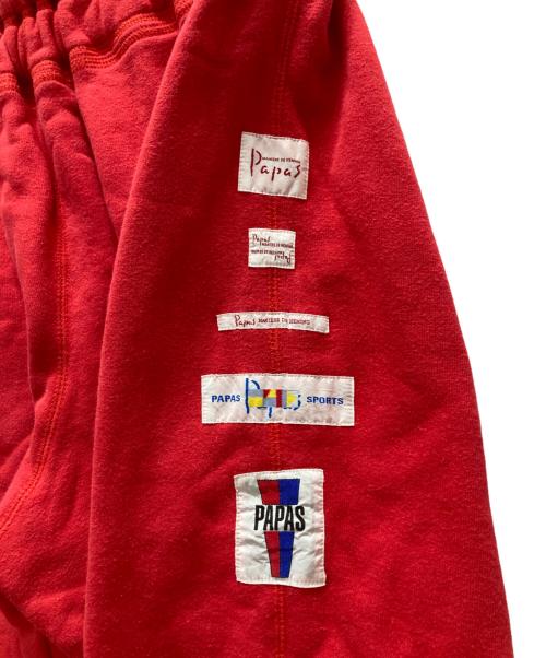 PAPAS（パパス）PAPAS (パパス) ワッペンスウェットパンツ レッド サイズ:Lの古着・服飾アイテム