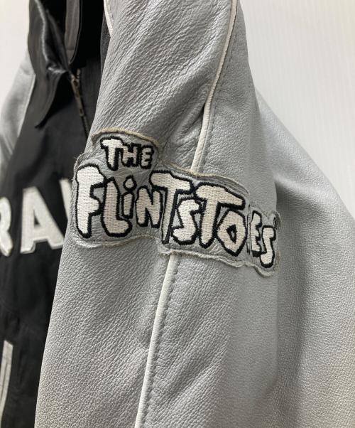 MONTANA TOONS（モンタナトゥーンズ）MONTANA TOONS (モンタナトゥーンズ) RAIDERS フリントストーン レザースタジャン ブラック サイズ:Lの古着・服飾アイテム