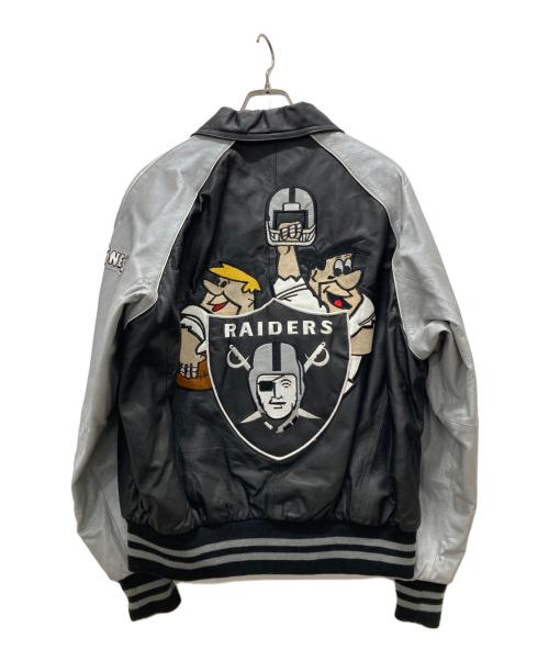 MONTANA TOONS（モンタナトゥーンズ）MONTANA TOONS (モンタナトゥーンズ) RAIDERS フリントストーン レザースタジャン ブラック サイズ:Lの古着・服飾アイテム
