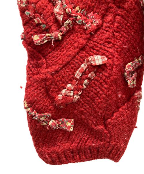 I.S. ISSEY MIYAKE（イッセイ ミヤケ）i.s. ISSEY MIYAKE (イッセイ ミヤケ) リボン ニットカーディガン レッド サイズ:Mの古着・服飾アイテム