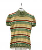 FOXEYフォクシー）の古着「カシミヤ半袖ボーダーニット」｜黄緑