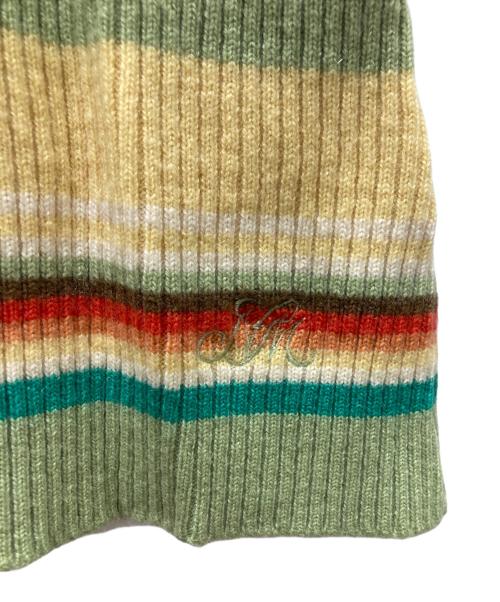 FOXEY（フォクシー）FOXEY (フォクシー) カシミヤ半袖ボーダーニット 黄緑 サイズ:40の古着・服飾アイテム