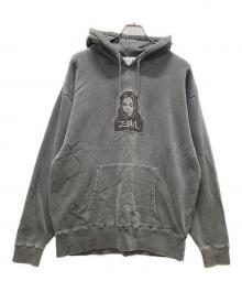 X-GIRL（エックスガール）の古着「FACE PIGMENT DYED SWEAT HOODIE」｜グレー