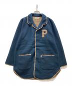 PINK HOUSEピンクハウス）の古着「チェック切替フリースコート」｜ネイビー