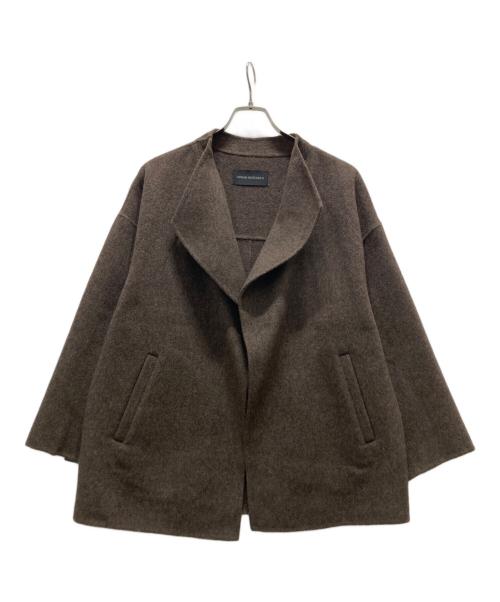 URBAN RESEARCH（アーバンリサーチ）URBAN RESEARCH (アーバンリサーチ) シャンブレーウールリバーショートコート ブラウン サイズ:FREEの古着・服飾アイテム