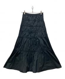 LOEFF（ロエフ）の古着「シャンブレー タフタ ギャザースカート」｜ブラック