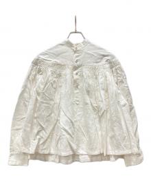SCYE（サイ）の古着「リネンタックブラウス/Linen Tucked Half Placket Shirt」｜ホワイト