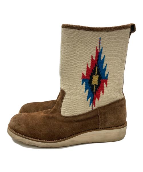 modernwork（モダンワーク）modernwork (モダンワーク) TRUJILLO'S (トルフィリオス) チマヨ柄×スウェード切替ロングブーツ ブラウン サイズ:8の古着・服飾アイテム