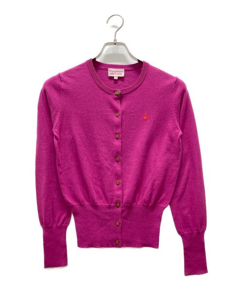 Vivienne Westwood GOLD LABEL（ヴィヴィアン・ウエストウッド ゴールドレーベル）Vivienne Westwood GOLD LABEL (ヴィヴィアン・ウエストウッド ゴールドレーベル) オーブ刺繍丸首カーディガン ピンク サイズ:2の古着・服飾アイテム