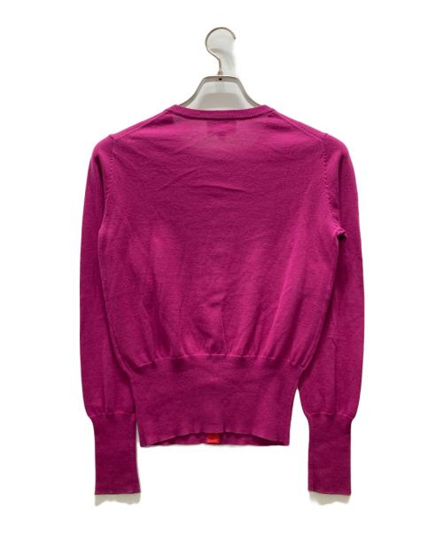 Vivienne Westwood GOLD LABEL（ヴィヴィアン・ウエストウッド ゴールドレーベル）Vivienne Westwood GOLD LABEL (ヴィヴィアン・ウエストウッド ゴールドレーベル) オーブ刺繍丸首カーディガン ピンク サイズ:2の古着・服飾アイテム