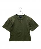 LOUIS VUITTONルイ ヴィトン）の古着「モノグラムチェーン装飾ZIPTシャツ」｜オリーブ