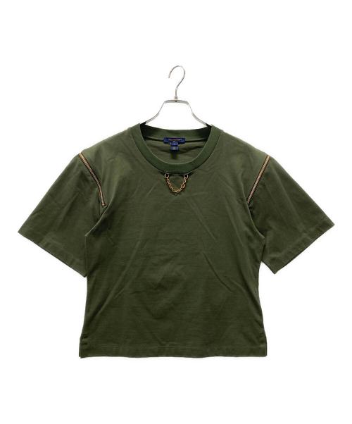 LOUIS VUITTON（ルイ ヴィトン）LOUIS VUITTON (ルイ ヴィトン) モノグラムチェーン装飾ZIPTシャツ オリーブ サイズ:Lの古着・服飾アイテム