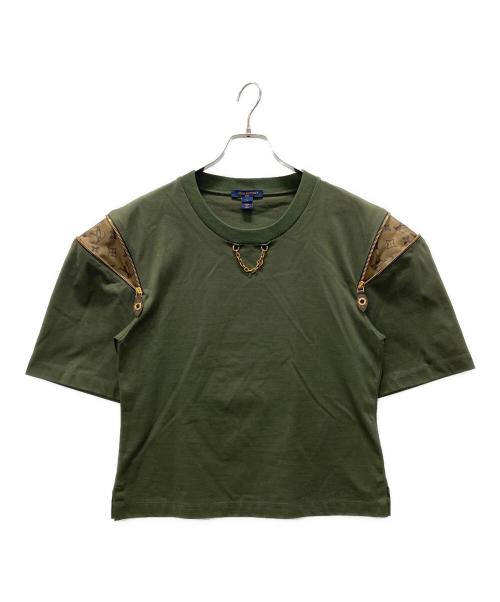 LOUIS VUITTON（ルイ ヴィトン）LOUIS VUITTON (ルイ ヴィトン) モノグラムチェーン装飾ZIPTシャツ オリーブ サイズ:Lの古着・服飾アイテム