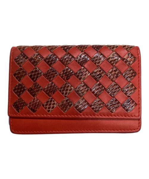 BOTTEGA VENETA（ボッテガベネタ）BOTTEGA VENETA (ボッテガベネタ) イントレチャートカードケース オレンジの古着・服飾アイテム