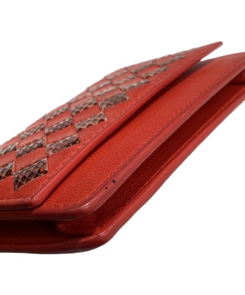 BOTTEGA VENETA（ボッテガベネタ）BOTTEGA VENETA (ボッテガベネタ) イントレチャートカードケース オレンジの古着・服飾アイテム