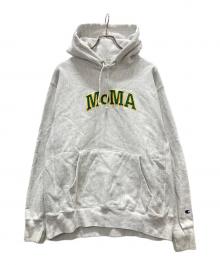 Champion REVERSE WEAVE（チャンピオン リバース ウィーブ）の古着「MoMAロゴプルオーバーパーカー」｜グレー
