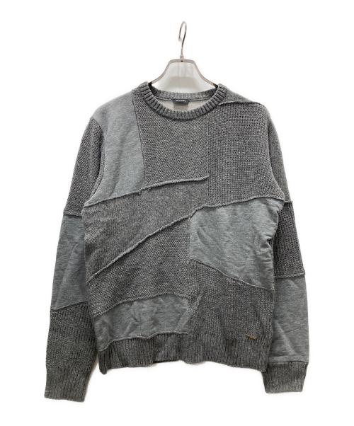 DIESEL（ディーゼル）DIESEL (ディーゼル) パッチワークニット グレー サイズ:Ⅼの古着・服飾アイテム