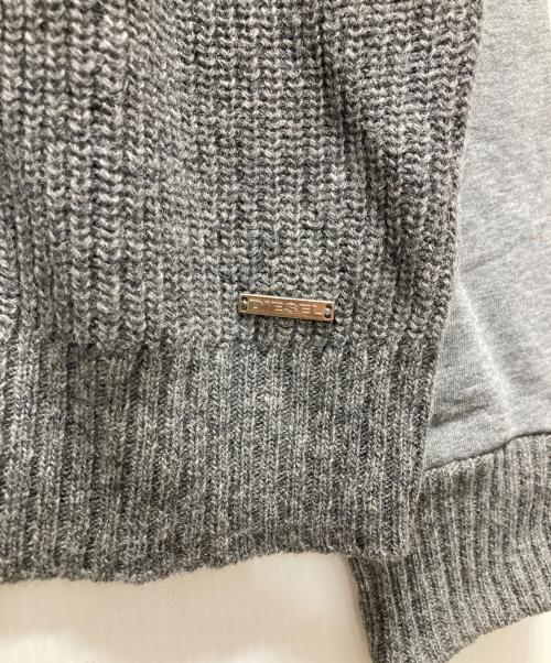 DIESEL（ディーゼル）DIESEL (ディーゼル) パッチワークニット グレー サイズ:Ⅼの古着・服飾アイテム