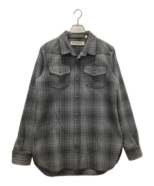 OFFWHITE（オフホワイト）OFFWHITE (オフホワイト) バックプリント タータンチェックネルシャツ ブラック サイズ:Sの古着・服飾アイテム