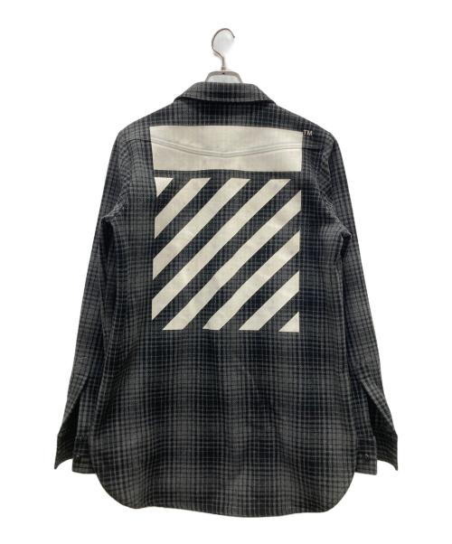 OFFWHITE（オフホワイト）OFFWHITE (オフホワイト) バックプリント タータンチェックネルシャツ ブラック サイズ:Sの古着・服飾アイテム
