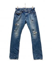 Hysteric Glamour（ヒステリックグラマー）の古着「赤耳 SP加工小窓スタッズデニムパンツ」｜ブルー