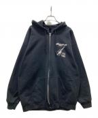 GILDANギルダン）の古着「THE BIRTHDAY NO WAR ギターデザイン パーカー」｜ブラック