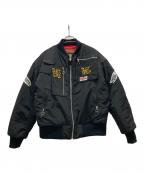 GRAPHISTE MAN.Gグラフィスト マンジー）の古着「ワッペンボンバージャケット」｜ブラック