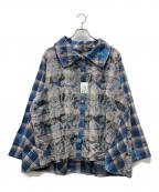As know as olacaアズノウアズ オオラカ）の古着「手の込んだチェックシャツ」｜ブルー