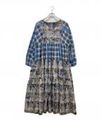 As know as olacaアズノウアズ オオラカ）の古着「手の込んだチェックワンピ」｜ブルー
