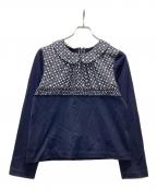 MARNIマルニ）の古着「ランダムドット襟ブラウス」｜ネイビー