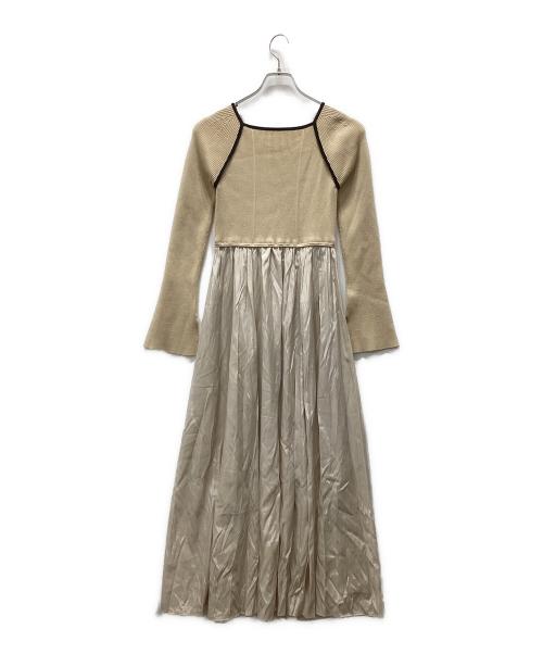 Lily Brown（リリーブラウン）Lily Brown (リリーブラウン) バイカラーラインドッキングワンピース ベージュ サイズ:Fの古着・服飾アイテム