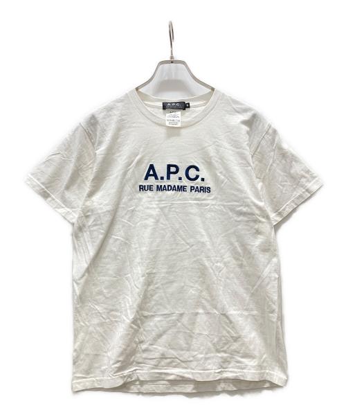 A.P.C.（アーペーセー）A.P.C. (アーペーセー) ロゴプリントTシャツ ホワイト サイズ:Mの古着・服飾アイテム