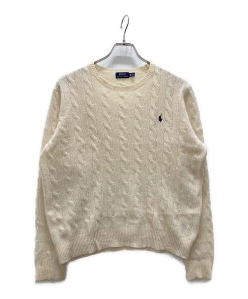 POLO RALPH LAUREN（ポロ・ラルフローレン）POLO RALPH LAUREN (ポロ・ラルフローレン) カシミヤ混ケーブルニット ホワイト サイズ:XLの古着・服飾アイテム