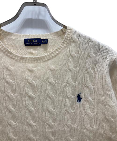 POLO RALPH LAUREN（ポロ・ラルフローレン）POLO RALPH LAUREN (ポロ・ラルフローレン) カシミヤ混ケーブルニット ホワイト サイズ:XLの古着・服飾アイテム