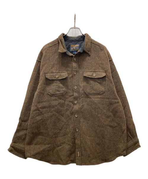 WOOLRICH（ウールリッチ）WOOLRICH (ウールリッチ) ロング丈ツイードシャツ ブラウン サイズ:XLの古着・服飾アイテム