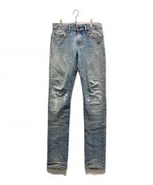 Saint Laurent Paris（サンローランパリ）の古着「ダメージ加工スキニーデニムパンツ」｜ブルー