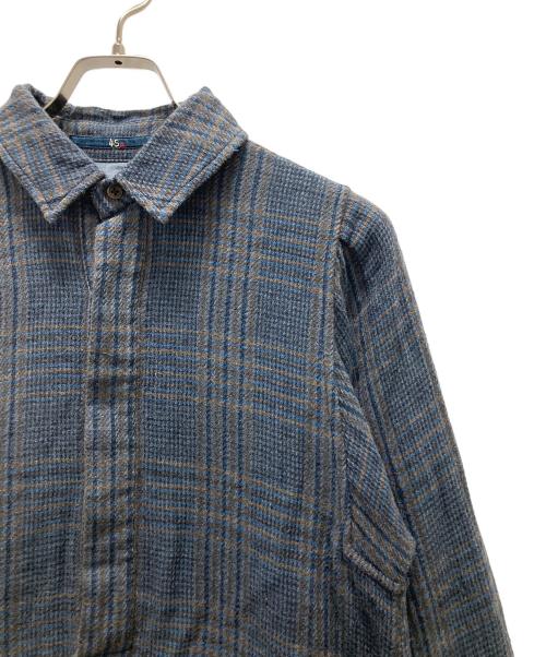 45R（フォーティファイブ・アール）45R (フォーティファイブ・アール) 二重織ネルチェックワンピース ネイビーの古着・服飾アイテム